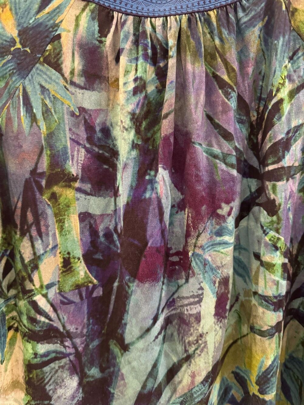 NWT Soft Surroundings Odessa Tunic Large 14-16 Blue Tropical Floral Resort Top - Picture 6 of 10